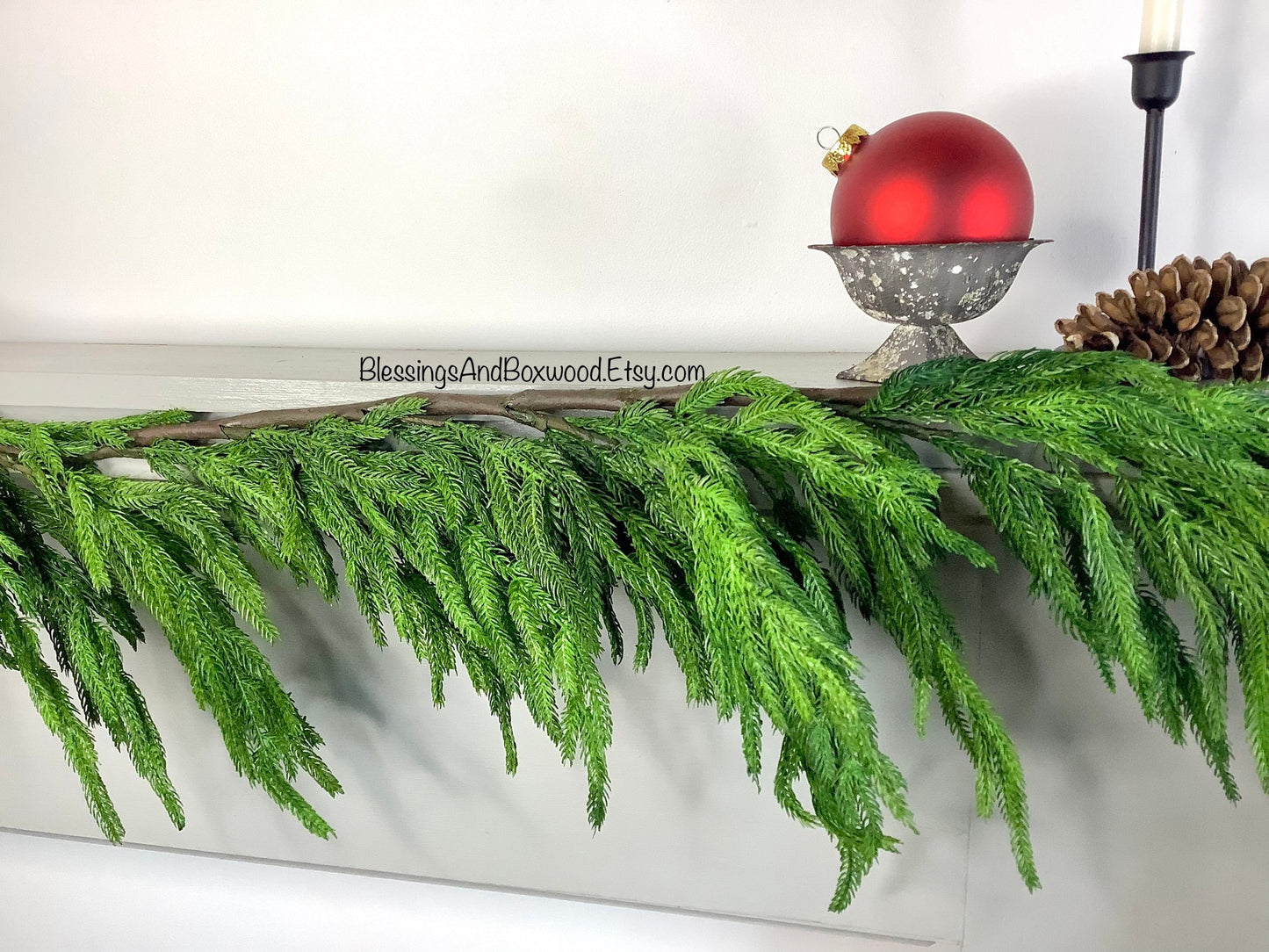 5’ Norfolk Pine Garland, Norfolk Garland, Real Touch Pine Garland, Pine Garland, Christmas Mantle Garland