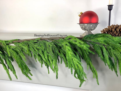 5’ Norfolk Pine Garland, Norfolk Garland, Real Touch Pine Garland, Pine Garland, Christmas Mantle Garland
