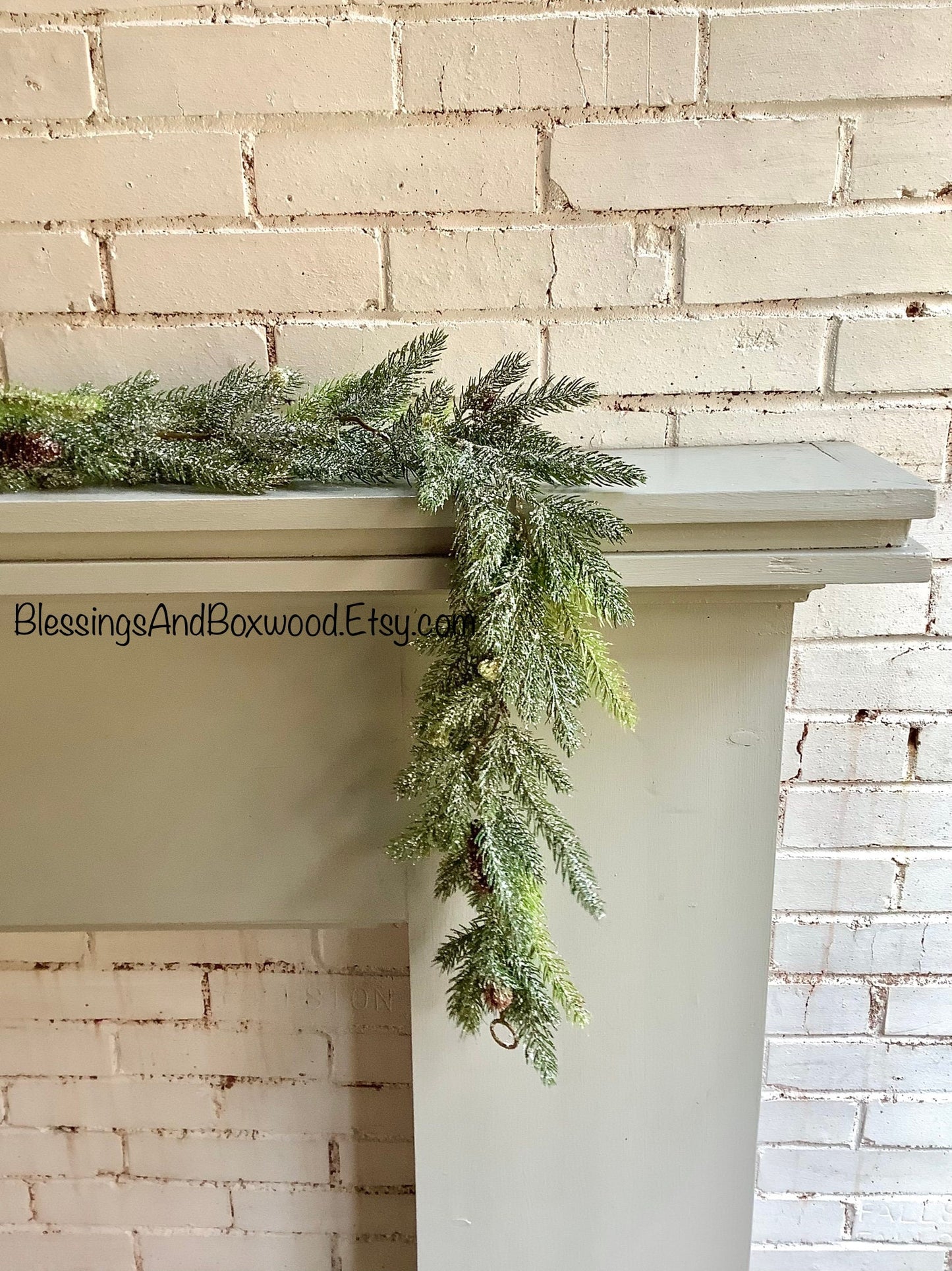 Snowy Christmas Pine Garland, Spruce Garland, Fireplace Garland, Garland for Mantle, Pine Garland, Christmas Mantle Garland