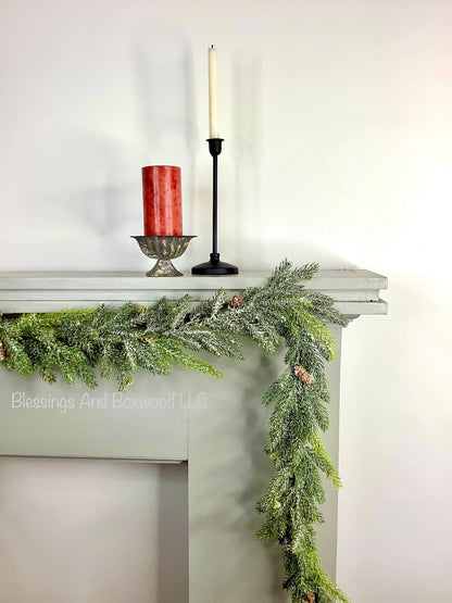 Snowy Christmas Pine Garland, Spruce Garland, Fireplace Garland, Garland for Mantle, Pine Garland, Christmas Mantle Garland