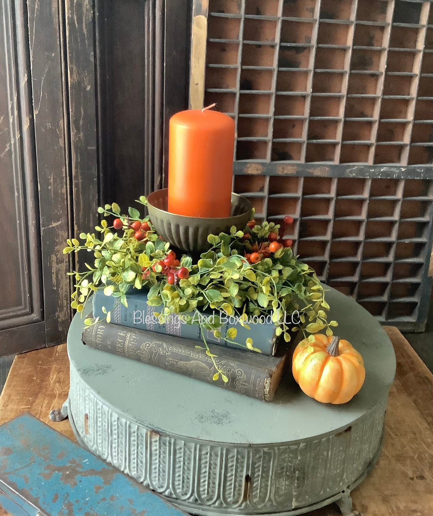 Fall Candle Wreath Ring, Fall Farmhouse Decor, Kitchen Cabinet Wreath, Fireplace Mantle Decor, Thanksgiving Tablescape, Harvest Decor