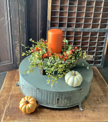 Fall Candle Wreath Ring, Fall Farmhouse Decor, Kitchen Cabinet Wreath, Fireplace Mantle Decor, Thanksgiving Tablescape, Harvest Decor