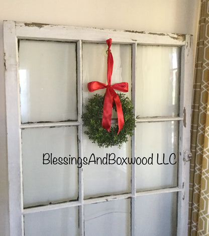 Christmas Boxwood Window Wreath | Christmas Window Wreath | Traditional Christmas Wreath | Christmas Gift