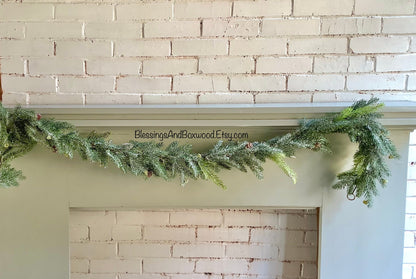 Snowy Christmas Pine Garland, Spruce Garland, Fireplace Garland, Garland for Mantle, Pine Garland, Christmas Mantle Garland
