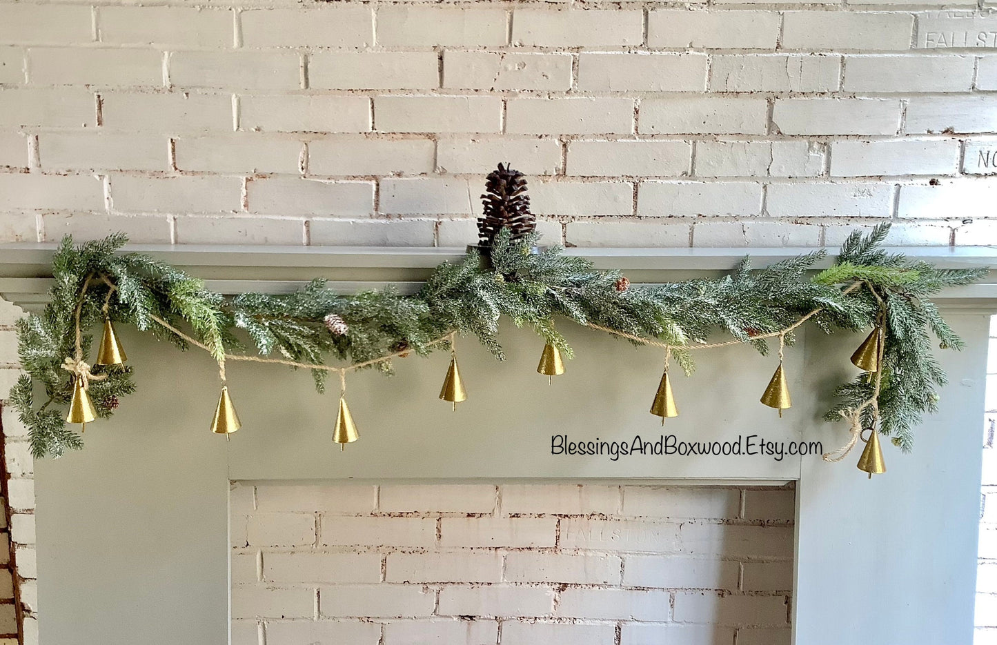 Jingle Bells Garland, Sleigh Bells Garland, Bells on a Rope, Gold Bells Garland for Mantle