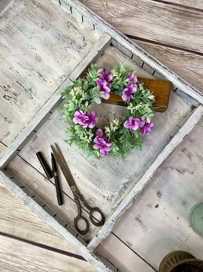 Purple Flower Candle Wreath, Summer Wreath, Wedding Decor, Easter Decor, Mothers Day, Spring Candle Wreath , Kitchen Decorations