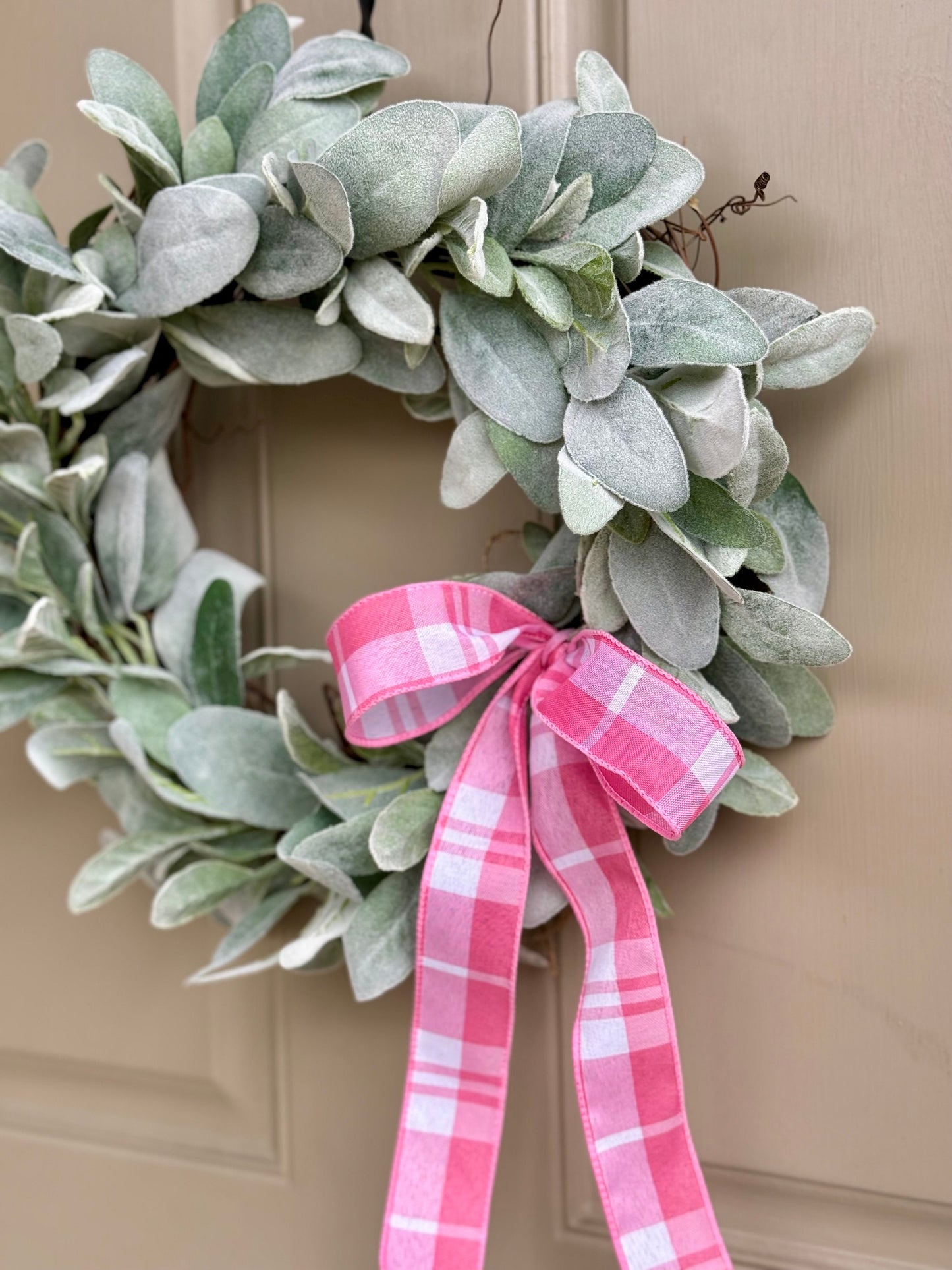 Lambs Ear Wreath, Easter Wreath, Spring Wreath, Mothers Day Gift, Summer Wreaths, Kitchen Cabinet Decor, Front Door, Porch Decor