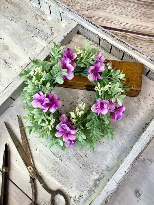 Purple Flower Candle Wreath, Summer Wreath, Wedding Decor, Easter Decor, Mothers Day, Spring Candle Wreath , Kitchen Decorations