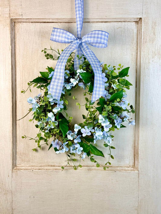 BEST SELLER! Blue Hydrangea Kitchen Wreath, Blue Farmhouse Candle Wreath, Window Wreath, Kitchen Cabinets, Mothers Day GIFT, Easter Decor