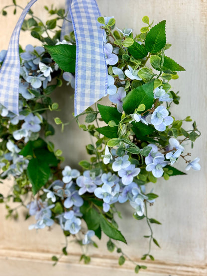 Blue Hydrangea Kitchen Wreath, Blue Farmhouse Candle Wreath, Window Wreath, Kitchen Cabinets