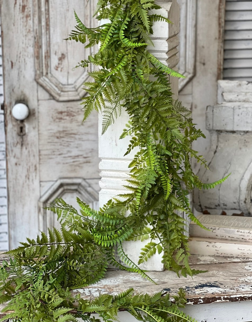 Fern Garland, Summer Garland, Garland for Mantle, Fireplace Decor, Spring Garland, Greenery Garland, Modern Farmhouse, Country Rustic
