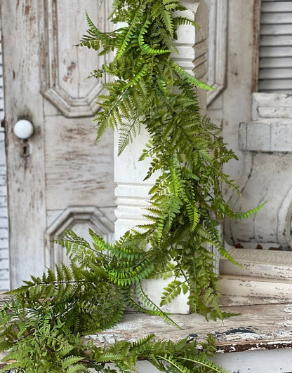 Fern Garland, Summer Garland, Garland for Mantle, Fireplace Decor, Spring Garland, Greenery Garland, Modern Farmhouse, Country Rustic