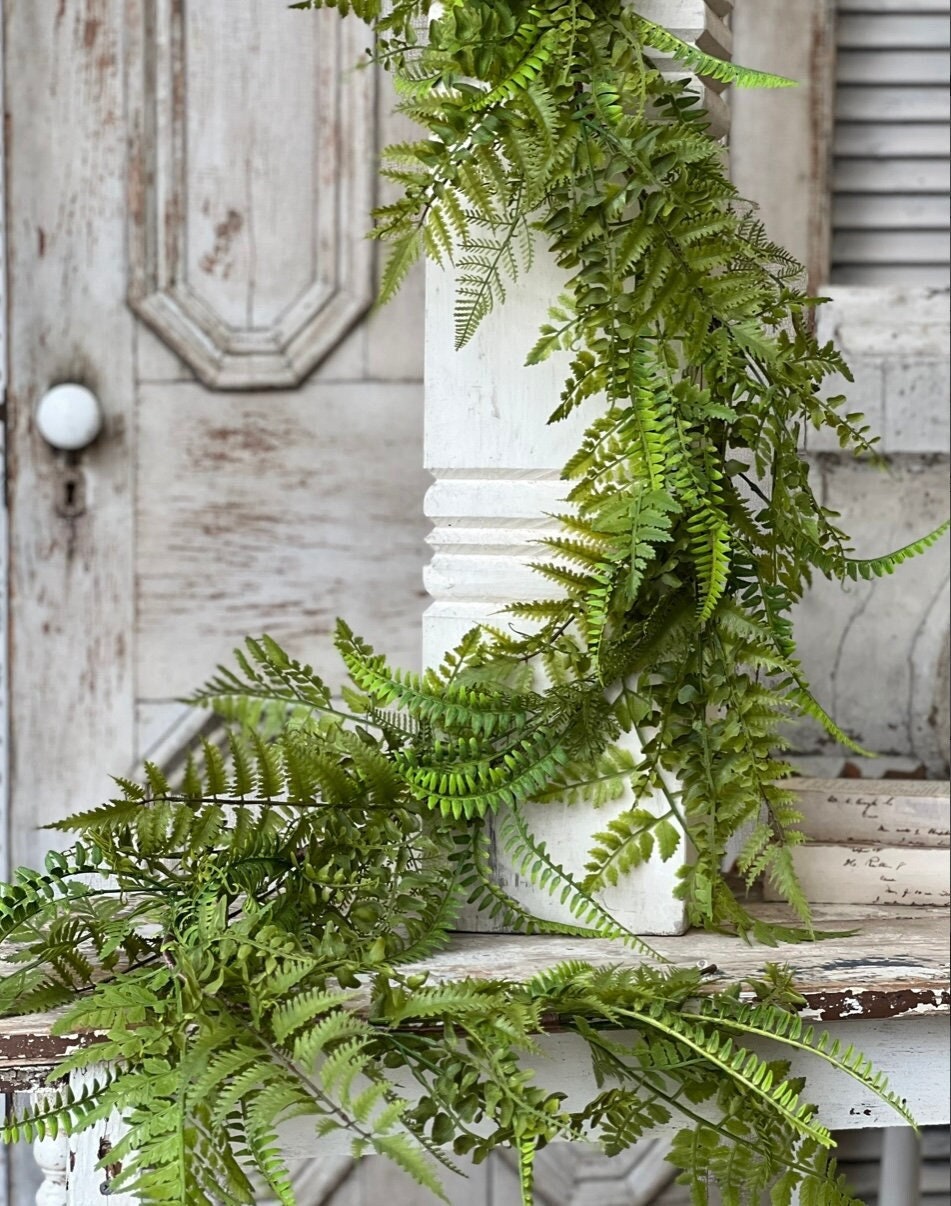 Fern Garland, Summer Garland, Garland for Mantle, Fireplace Decor, Spring Garland, Greenery Garland, Modern Farmhouse, Country Rustic