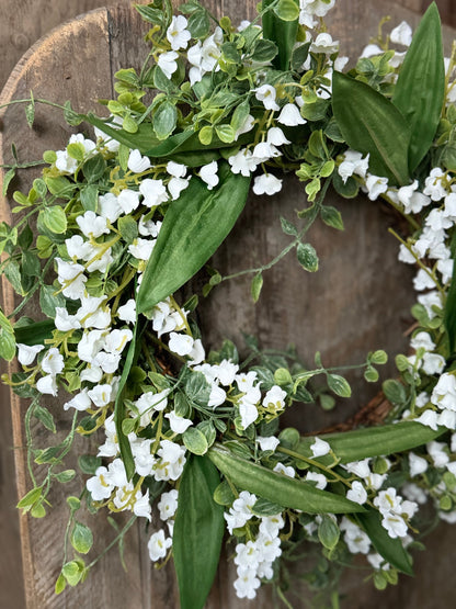 Lily of the Valley Flower Candle Wreath, Vintage Floral Farmhouse Candle Wreath, Kitchen Cabinets, Mothers Favorite Flower, White Wedding