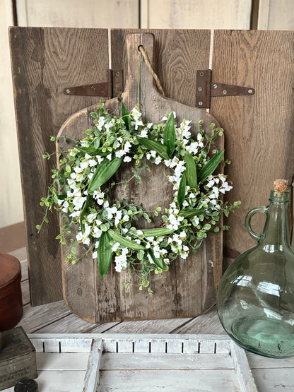 Lily of the Valley Flower Candle Wreath, Vintage Floral Farmhouse Candle Wreath, Kitchen Cabinets, Mothers Favorite Flower, White Wedding