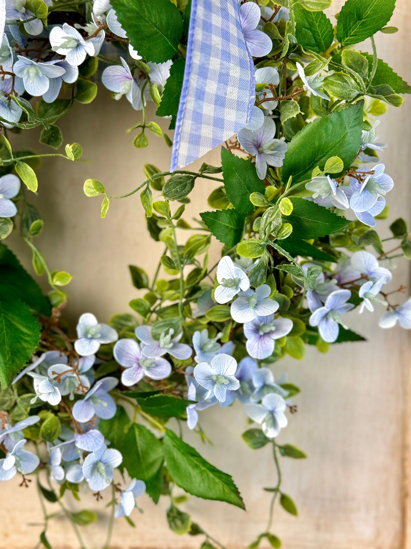 Blue Hydrangea Kitchen Wreath, Blue Farmhouse Candle Wreath, Window Wreath, Kitchen Cabinets