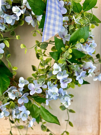 Blue Hydrangea Kitchen Wreath, Blue Farmhouse Candle Wreath, Window Wreath, Kitchen Cabinets