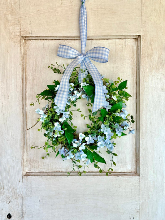 Blue Hydrangea Kitchen Wreath, Blue Farmhouse Candle Wreath, Window Wreath, Kitchen Cabinets