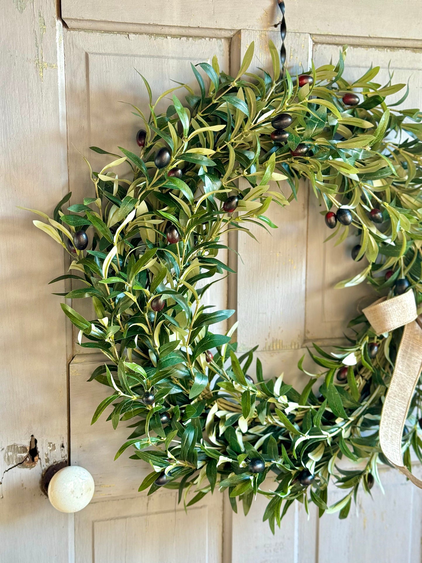 Olive Branch Wreath for Front Door, Summer Wreath, Olive Leaf Wreath, Everyday Wreath, Wedding Decor, Year Round Wreath, Boho