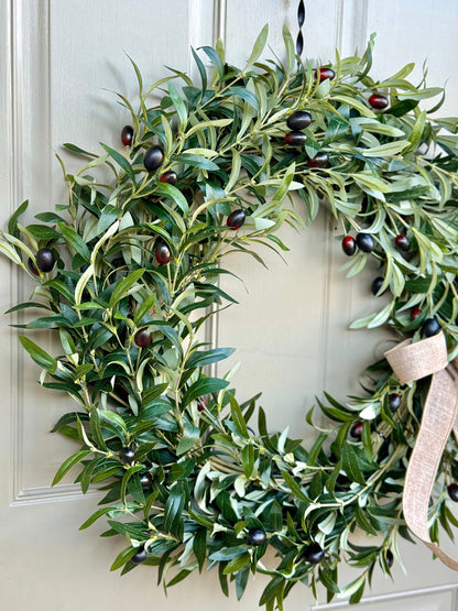 Olive Branch Wreath for Front Door, Summer Wreath, Olive Leaf Wreath, Everyday Wreath, Wedding Decor, Year Round Wreath, Boho