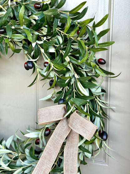 Olive Branch Wreath for Front Door, Summer Wreath, Olive Leaf Wreath, Everyday Wreath, Wedding Decor, Year Round Wreath, Boho