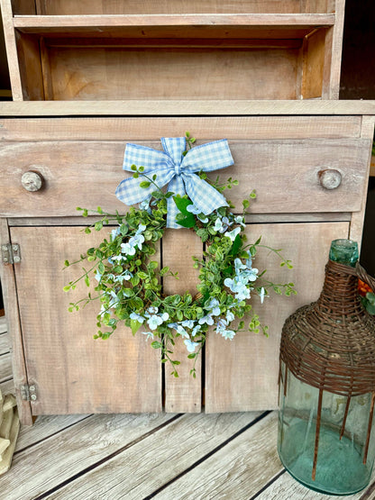 Blue Hydrangea Candle Wreath, Window Wreath, Kitchen Cabinets Wreath, Blue Hydrangea Decor, Spring Wreath Ring, Summer Candle Wreath