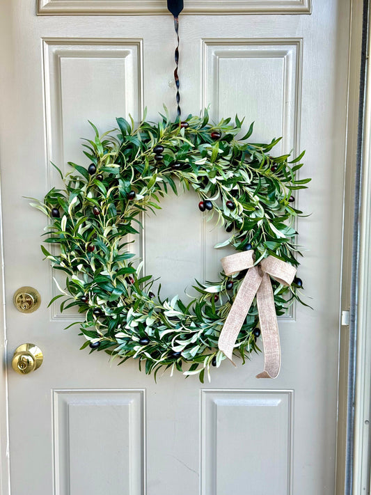 Olive Branch Wreath for Front Door, Summer Wreath, Olive Leaf Wreath, Everyday Wreath, Wedding Decor, Year Round Wreath, Boho