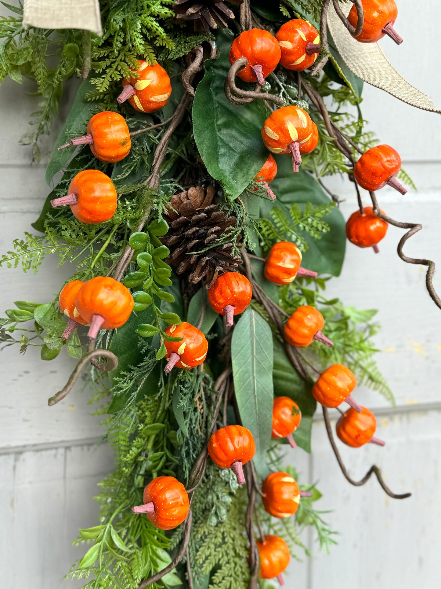 Fall Wreath Swag, Pumpkin Door Wreath, Fall Pumpkin Swag, Thanksgiving Harvest Decorations, Farmhouse Decor