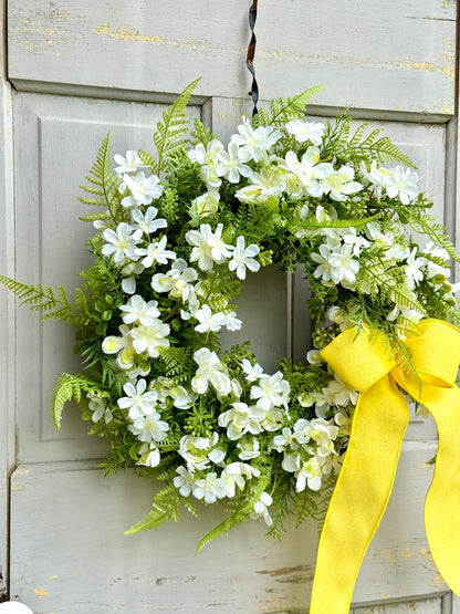 White Flower Wreath, Summer Wreath, Spring Wreath, Wreath for Front Door, Easter Wreath, Greenery Decor, Year Round, White Wedding Wreath