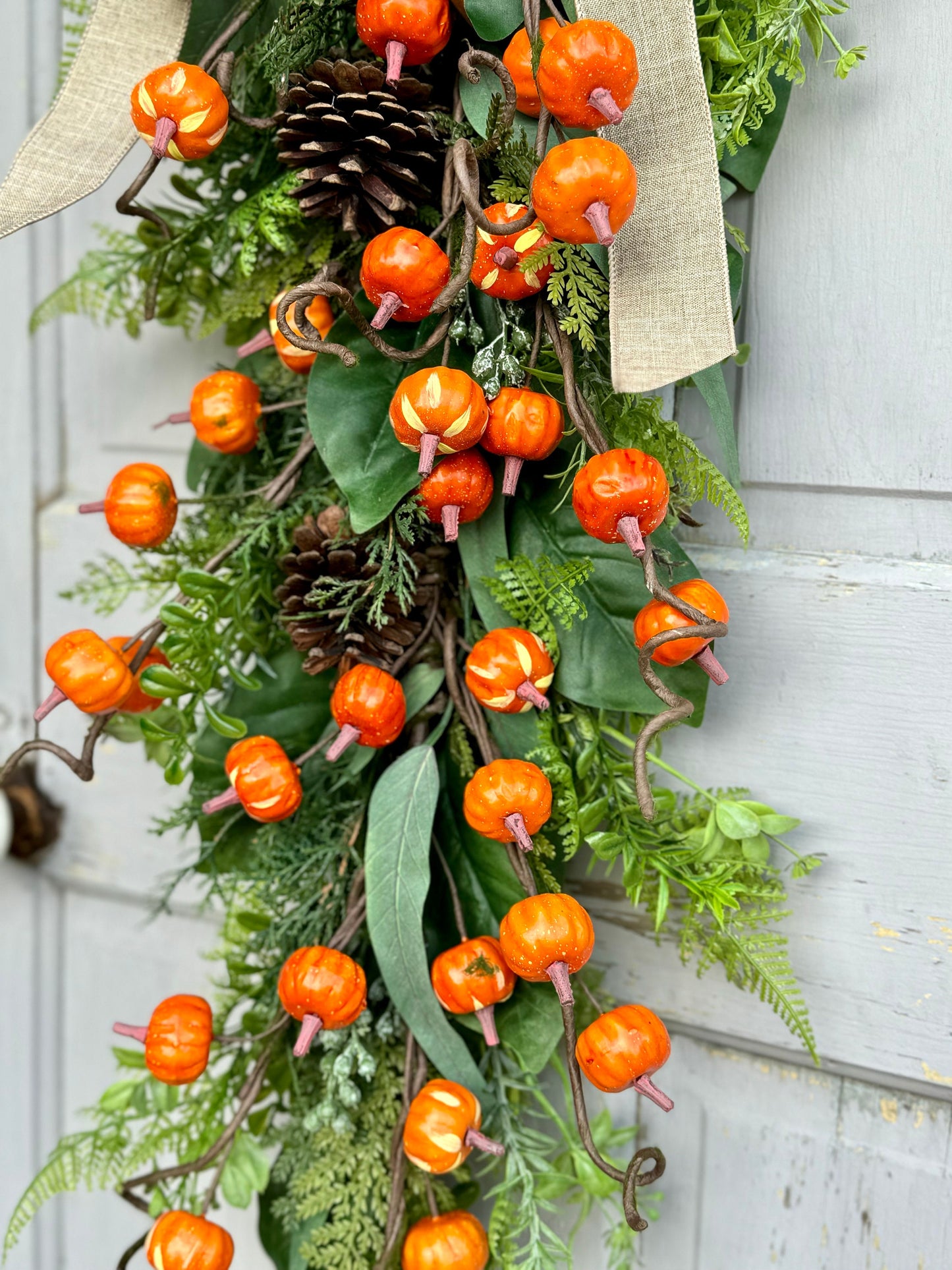 Fall Wreath Swag, Pumpkin Door Wreath, Fall Pumpkin Swag, Thanksgiving Harvest Decorations, Farmhouse Decor