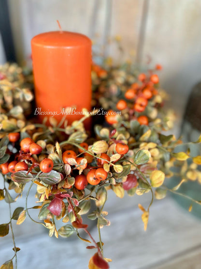 Fall Berry Accent Wreath Ring, Fall Kitchen Cabinet Wreath, Fall Bog Wreath, Thanksgiving Table Accent, Harvest Decor