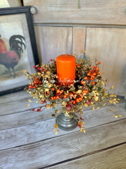 Fall Berry Accent Wreath Ring, Fall Kitchen Cabinet Wreath, Fall Bog Wreath, Thanksgiving Table Accent, Harvest Decor