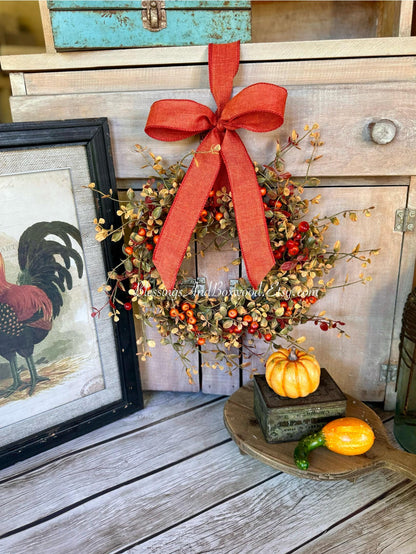 Fall Berry Candle Wreath Ring, Fall Kitchen Cabinet Wreath, Fall Bog Wreath, Thanksgiving Table Accent, Harvest Decor