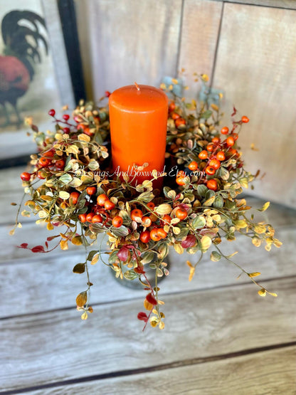 Fall Berry Accent Wreath Ring, Fall Kitchen Cabinet Wreath, Fall Bog Wreath, Thanksgiving Table Accent, Harvest Decor