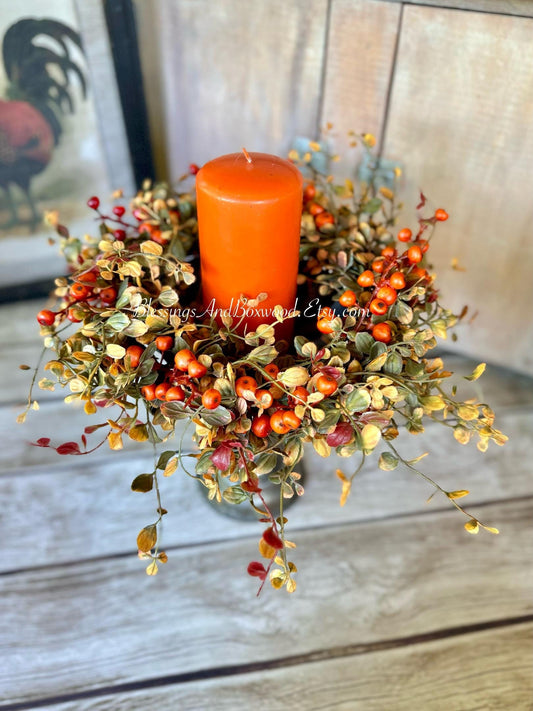 Fall Berry Accent Wreath Ring, Fall Kitchen Cabinet Wreath, Fall Bog Wreath, Thanksgiving Table Accent, Harvest Decor