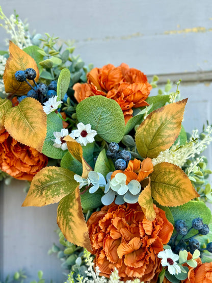 Fall Wreath for Front Door, Fall Floral Wreath, Year Round, Everyday Wreath, Porch Wreath