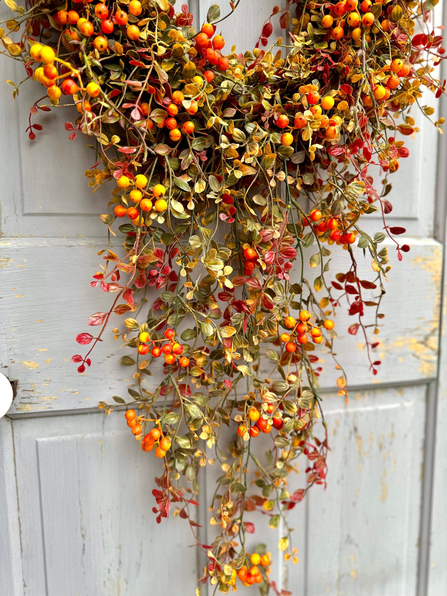 Hanging Fall Vine Wreath for Front Door, Bog Pimpernel Wreath, Autumn Wreath, Farmhouse Decor, Cascade Fall Wreath