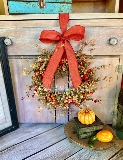 Fall Berry Accent Wreath Ring, Fall Kitchen Cabinet Wreath, Fall Bog Wreath, Thanksgiving Table Accent, Harvest Decor