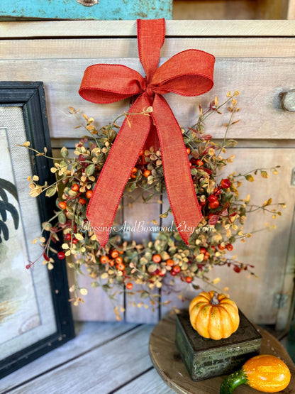 Fall Berry Candle Wreath Ring, Fall Kitchen Cabinet Wreath, Fall Bog Wreath, Thanksgiving Table Accent, Harvest Decor