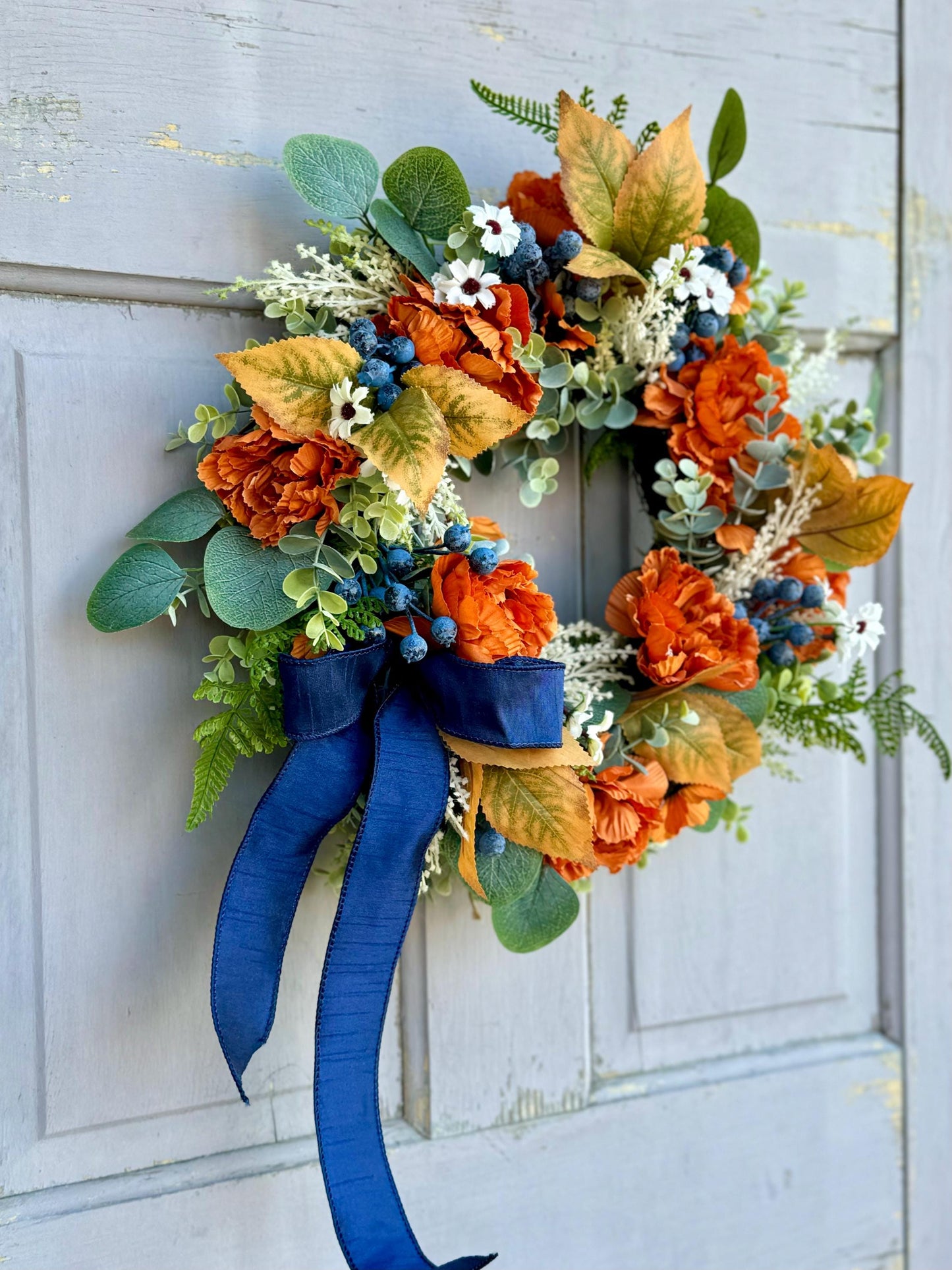 Fall Wreath for Front Door, Fall Floral Wreath, Year Round, Everyday Wreath, Porch Wreath