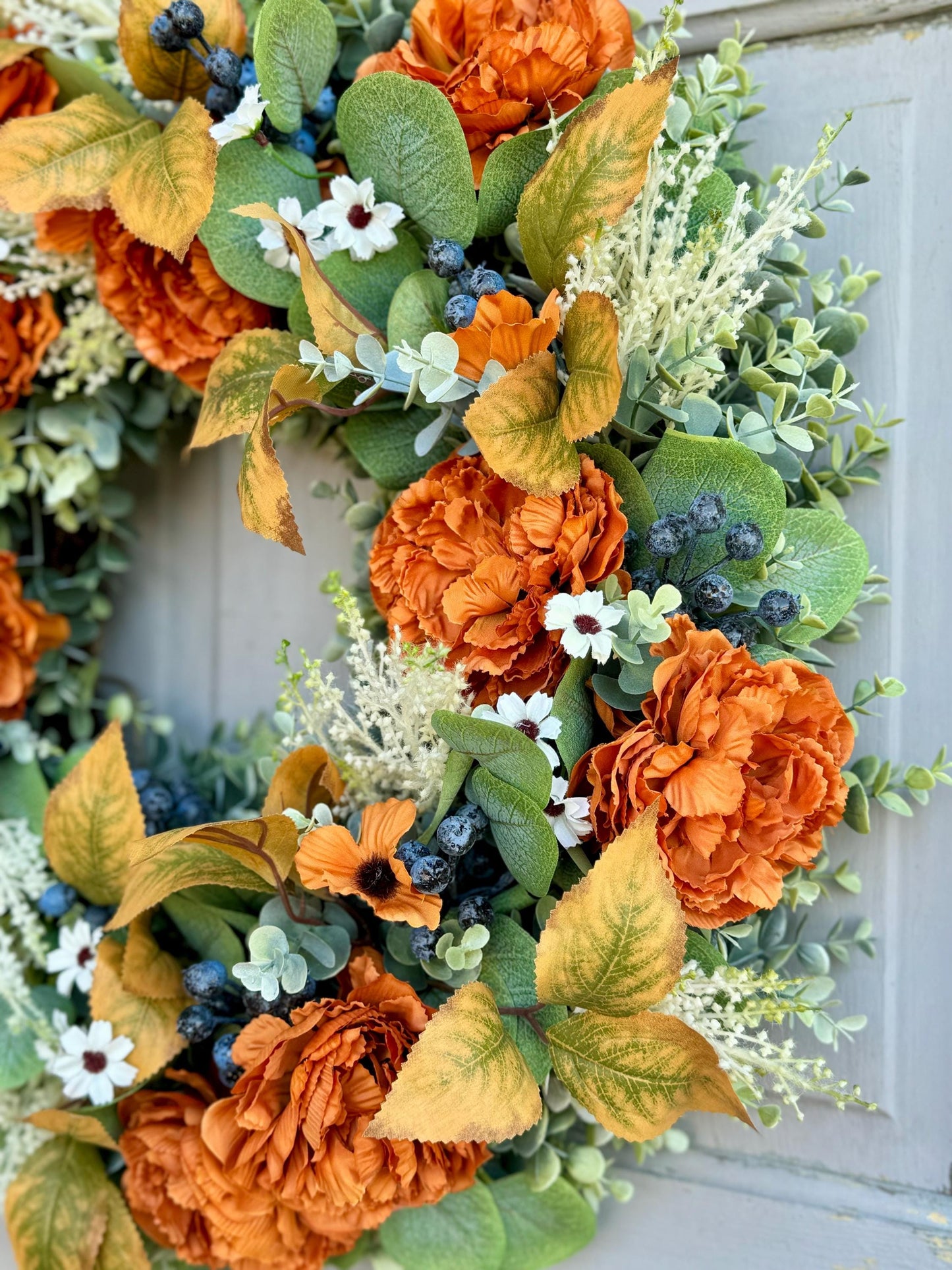 Fall Wreath for Front Door, Fall Floral Wreath, Year Round, Everyday Wreath, Porch Wreath