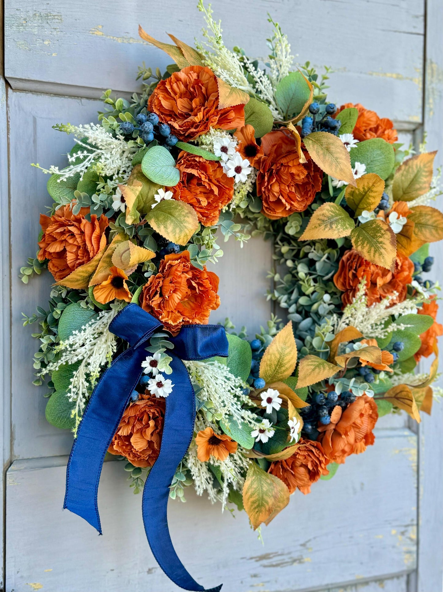 Fall Wreath for Front Door, Fall Floral Wreath, Year Round, Everyday Wreath, Porch Wreath