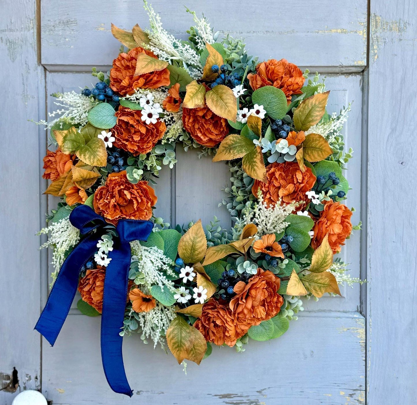 Fall Wreath for Front Door, Fall Floral Wreath, Year Round, Everyday Wreath, Porch Wreath