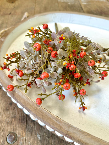 Set of 2 Fall Pumpkin Berry Bush, Fall Greenery Stem, Fall Pot Filler, Fall Eucalyptus Bush