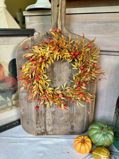 Pumpkin Berry Candle Wreath Ring, Pumpkin Decor, Harvest Table, Fall Centerpiece, Thanksgiving Table Decor