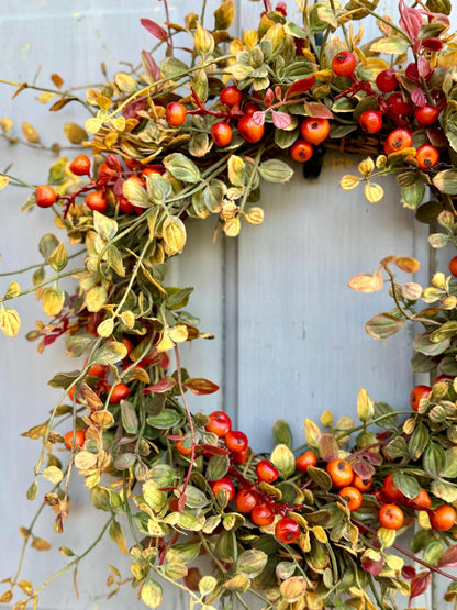 Fall Berry Candle Wreath Ring, Fall Kitchen Cabinet Wreath, Fall Bog Wreath, Thanksgiving Table Accent, Harvest Decor