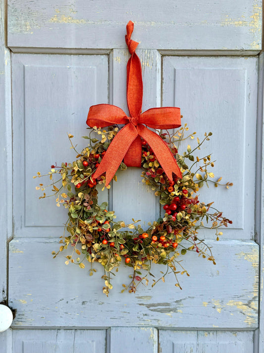 Fall Berry Candle Wreath Ring, Fall Kitchen Cabinet Wreath, Fall Bog Wreath, Thanksgiving Table Accent, Harvest Decor