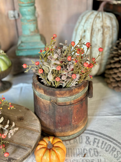 Set of 2 Fall Pumpkin Berry Bush, Fall Greenery Stem, Fall Pot Filler, Fall Eucalyptus Bush