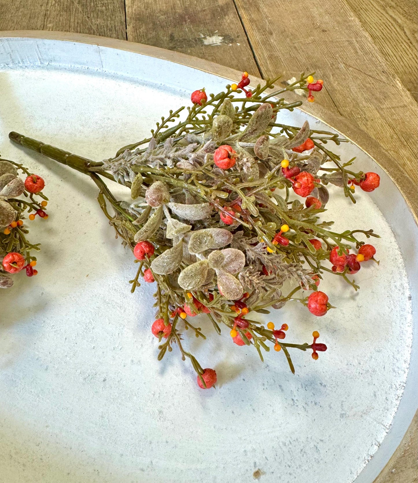 Set of 2 Fall Pumpkin Berry Bush, Fall Greenery Stem, Fall Pot Filler, Fall Eucalyptus Bush