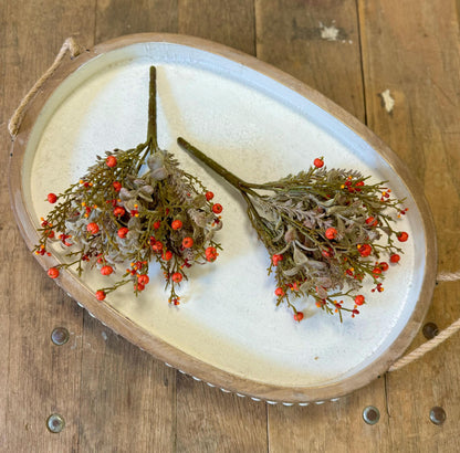 Set of 2 Fall Pumpkin Berry Bush, Fall Greenery Stem, Fall Pot Filler, Fall Eucalyptus Bush